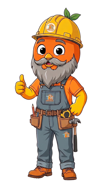 Orange Bob the builder, Orange Tiny Homes mascot